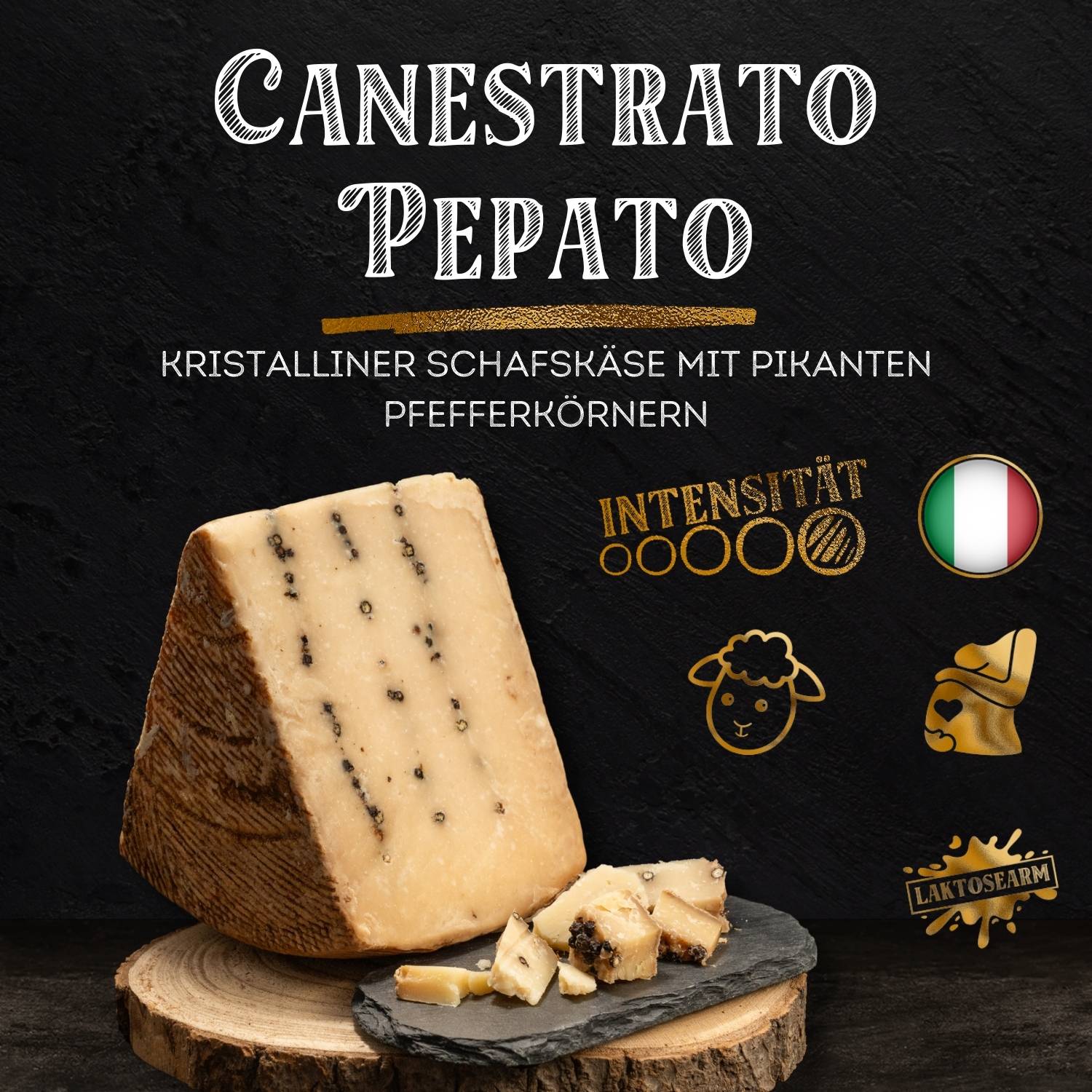 Canestrato Pepato - Hartkäse mit Pfeffer aus Sardinien